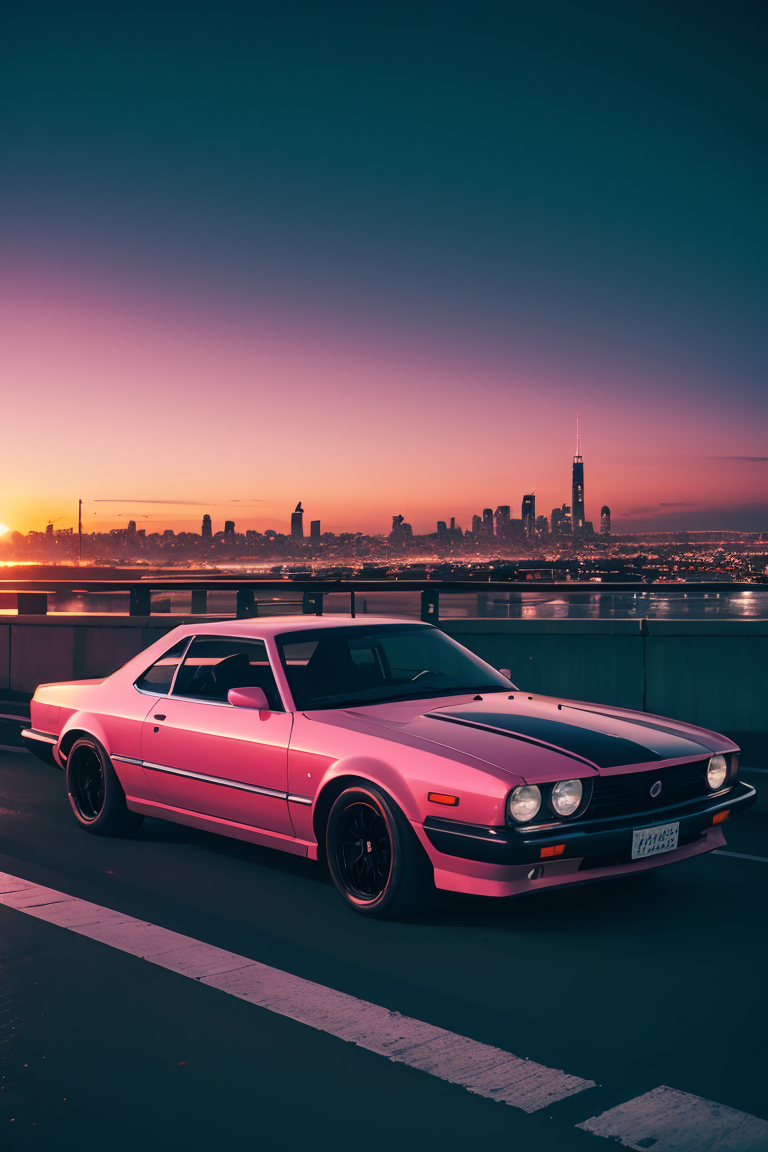 395230-1200117584-Futuristic car parked with a city in the background,car in the center of the photo,retro neon,retrowave art,sunset,extremely det.png